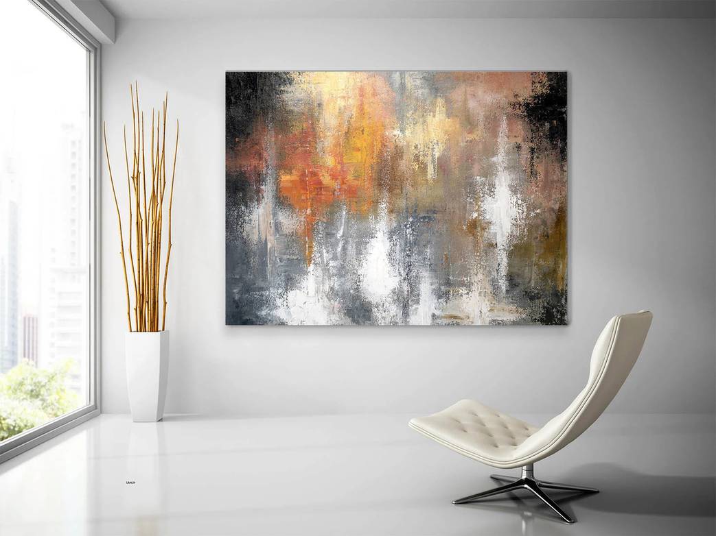 You Handmade Original Colorful White Abstract Canvas Artwork DXNO5